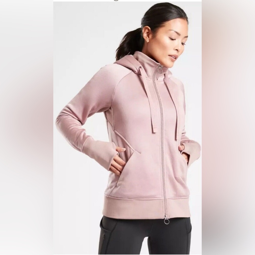 Athleta Triumph Luxe Lined Hoodie Womens Small Pink Full Zip Jacket‎